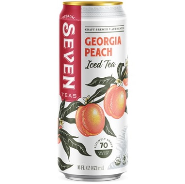 Seven Teas Organic Iced Tea, Georgia Peach, Can