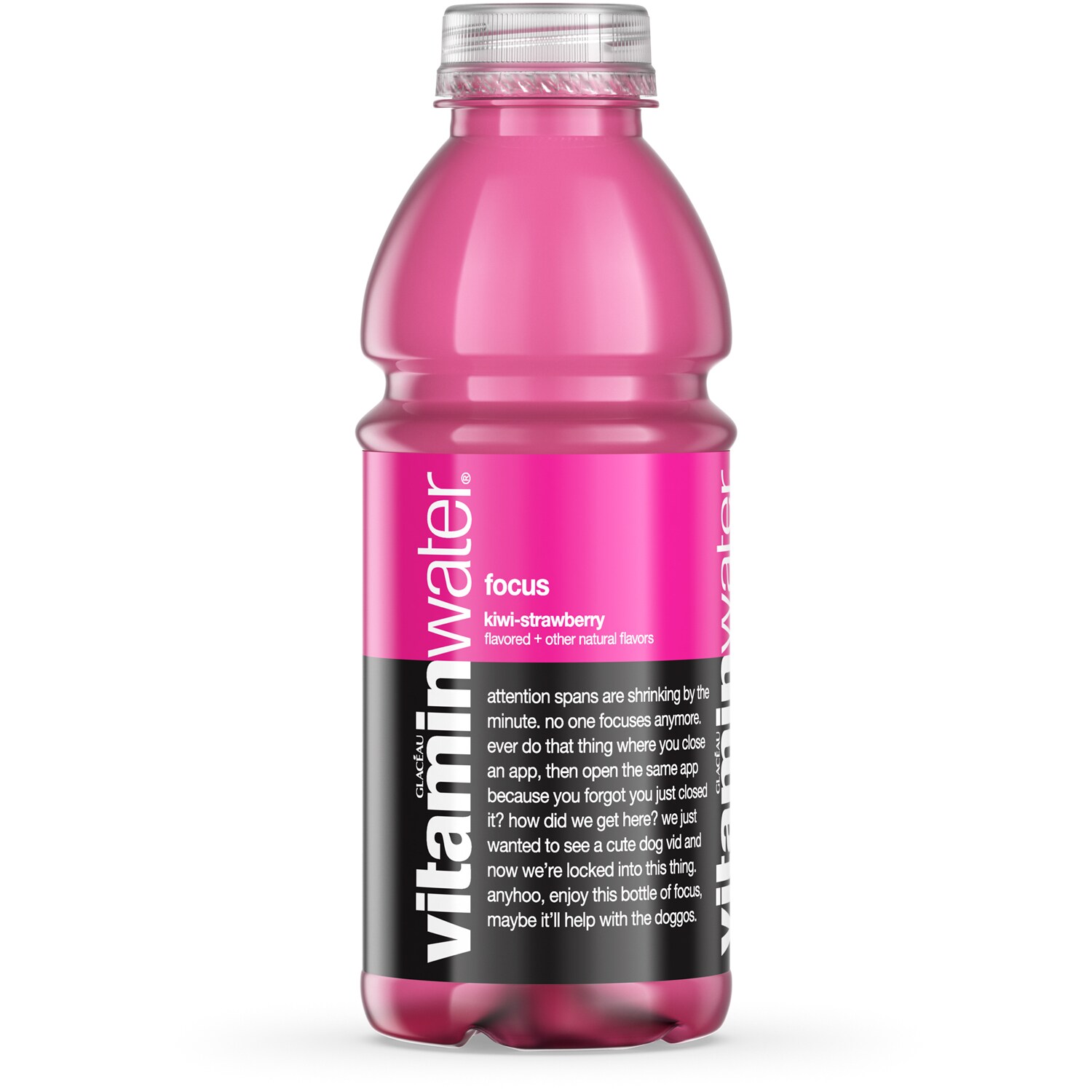 vitaminwater nutrient enhanced water beverage, focus (kiwi-strawberry), Plastic Bottle