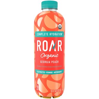 ROAR Organic Vitamin Enhanced Beverage, Georgia Peach, Plastic Bottle