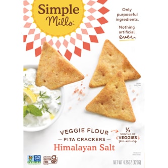 Simple Mills Veggie Flour Pita Crackers, Himalayan Salt