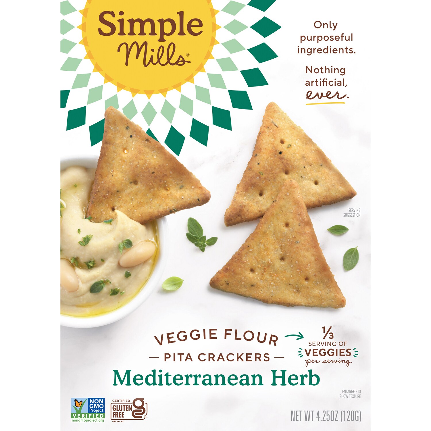 Simple Mills Veggie Flour Pita Crackers, Mediterranean Herb