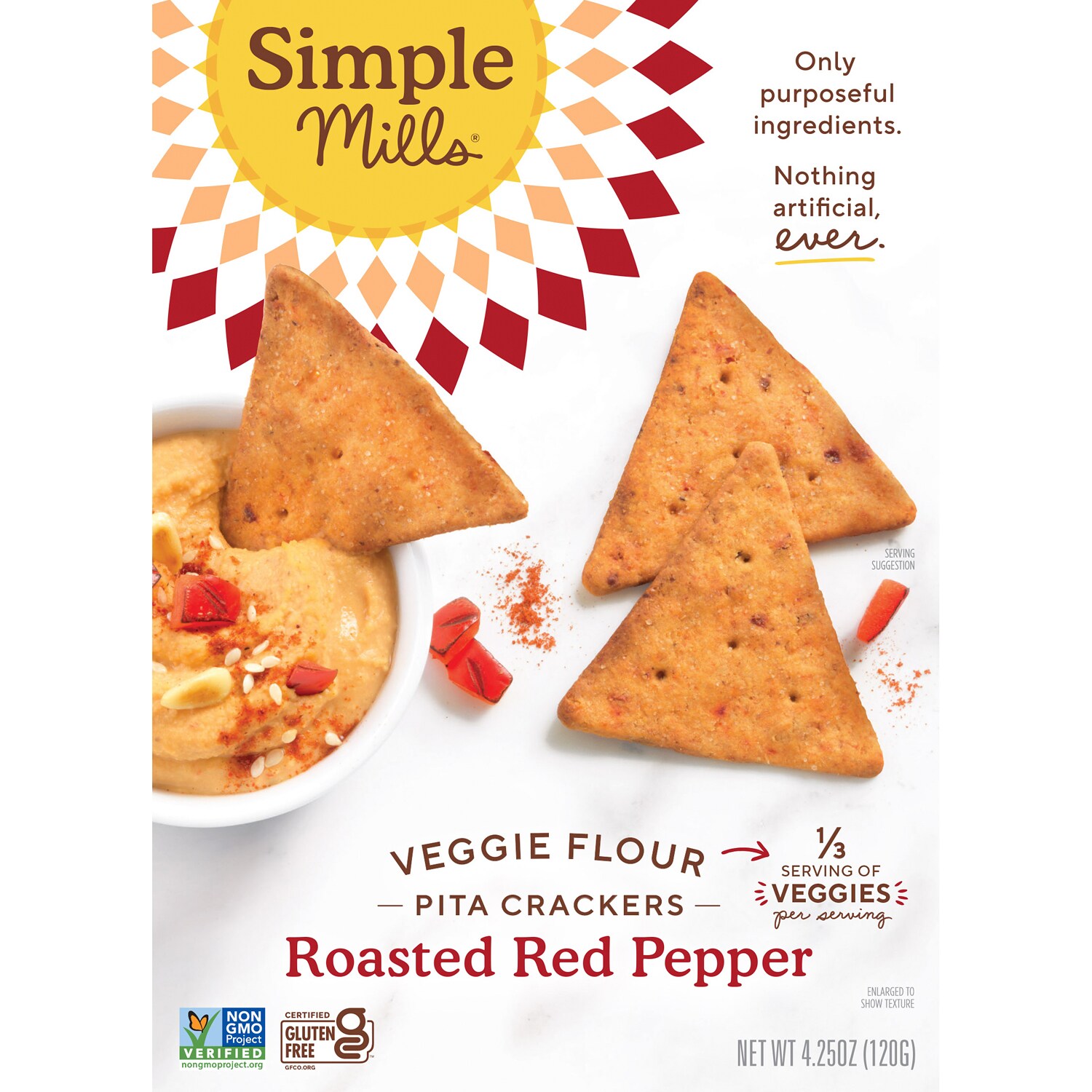 Simple Mills Veggie Flour Pita Crackers, Roasted Red Pepper