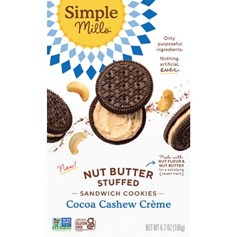 Simple Mills Nut Butter Stuffed Sandwich Cookies, Cocoa Cashew Crème