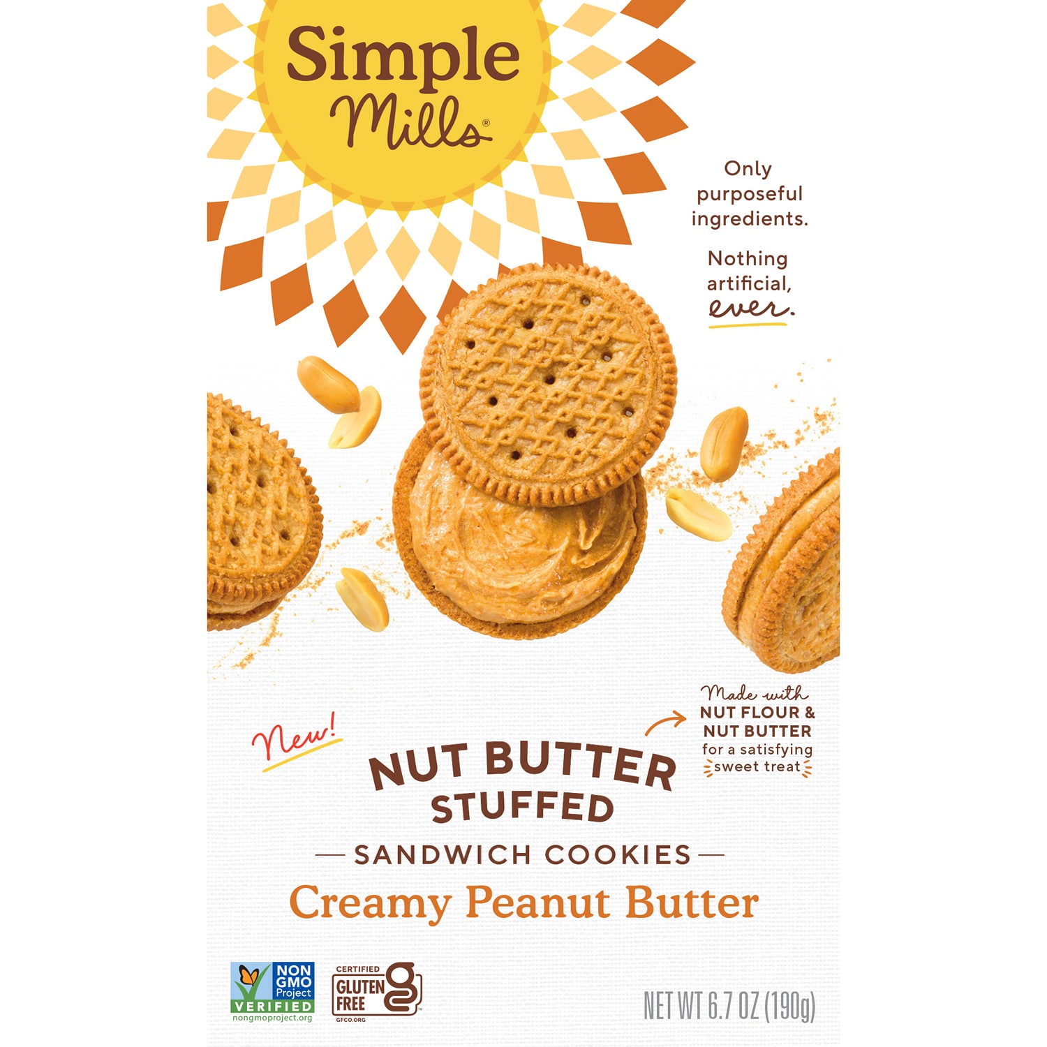 Simple Mills Nut Butter Stuffed Sandwich Cookies, Creamy Peanut Butter