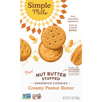 Simple Mills Nut Butter Stuffed Sandwich Cookies, Creamy Peanut Butter