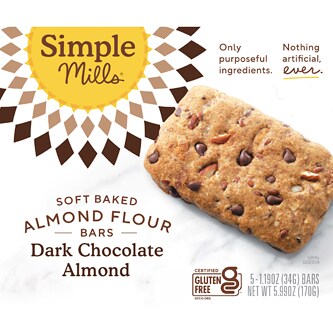 Simple Mills Soft Baked Almond Flour Bars, Dark Chocolate Almond