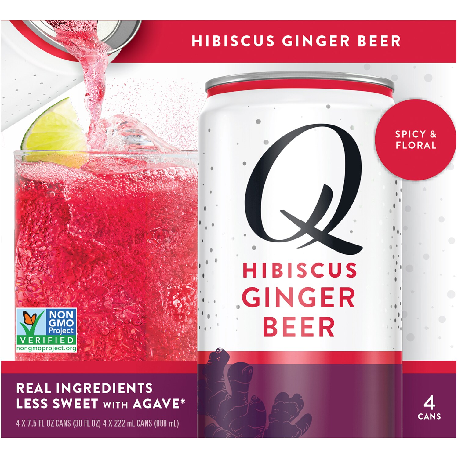 Q Hibiscus Ginger Beer, Cans