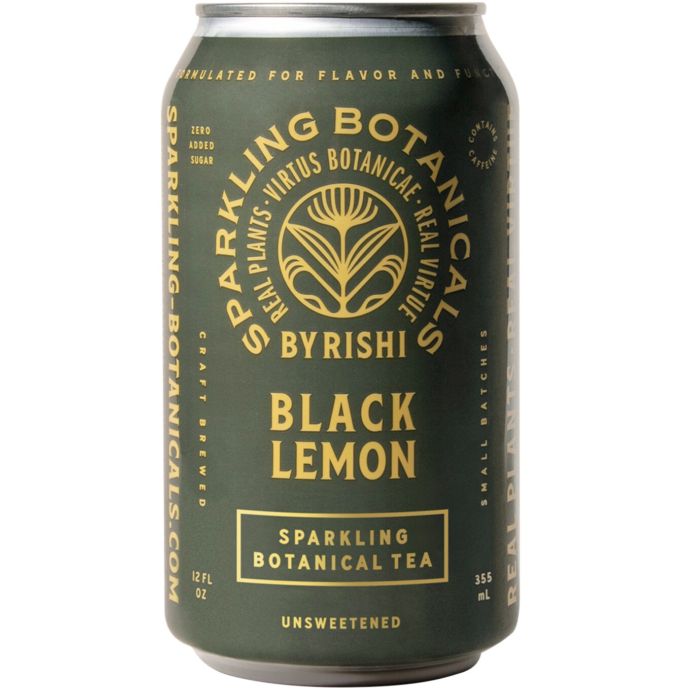 Rishi Sparkling Botanical Tea, Unsweetened Black Lemon, Can