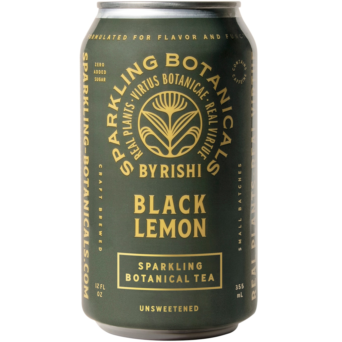 Rishi Sparkling Botanical Tea, Unsweetened Black Lemon, Can