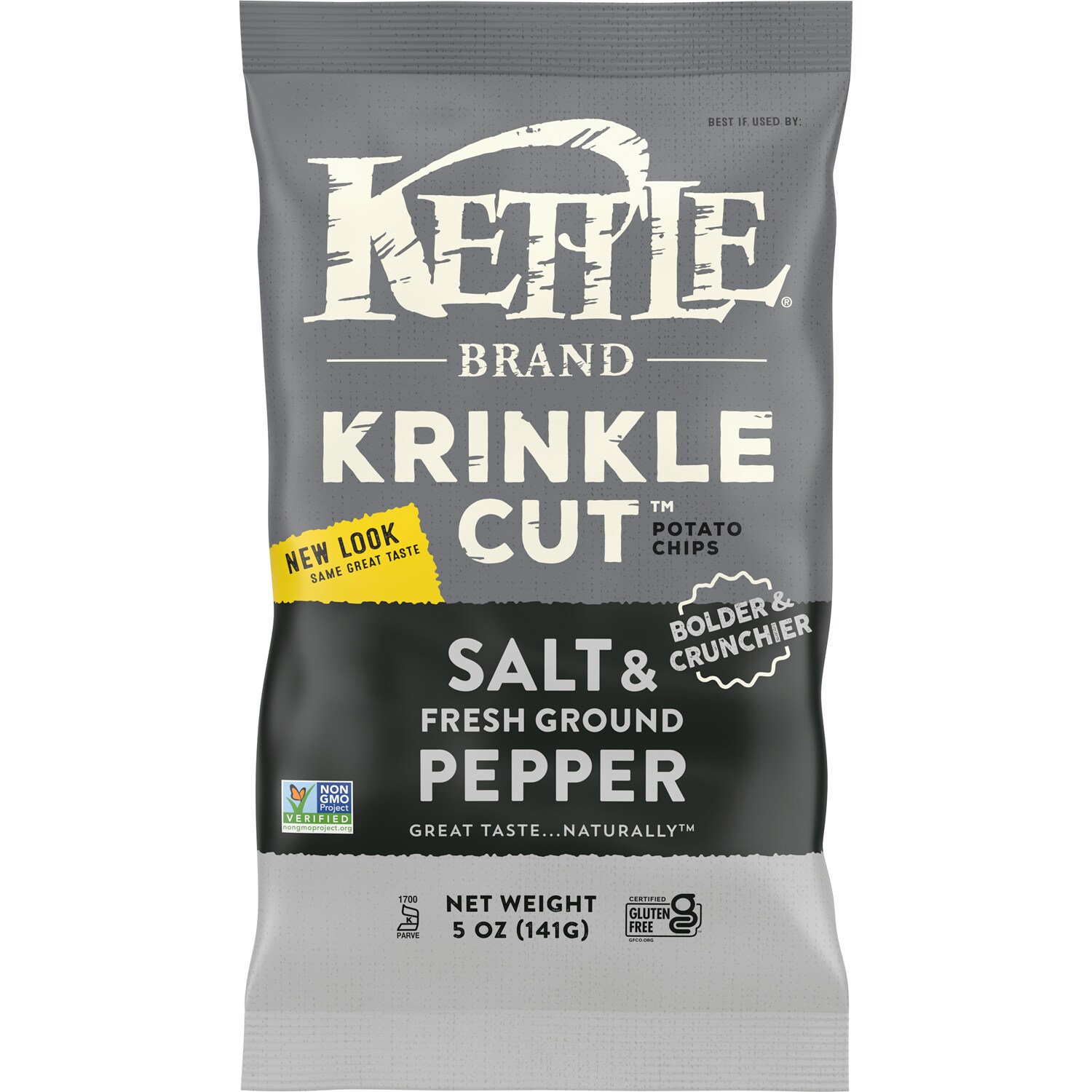 Kettle Brand Krinkle Cut Potato Chips, Salt & Fresh Ground Pepper 