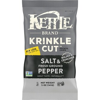 Kettle Brand Krinkle Cut Potato Chips, Salt & Fresh Ground Pepper 