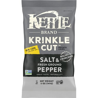 Kettle Brand Krinkle Cut Potato Chips, Salt & Fresh Ground Pepper 