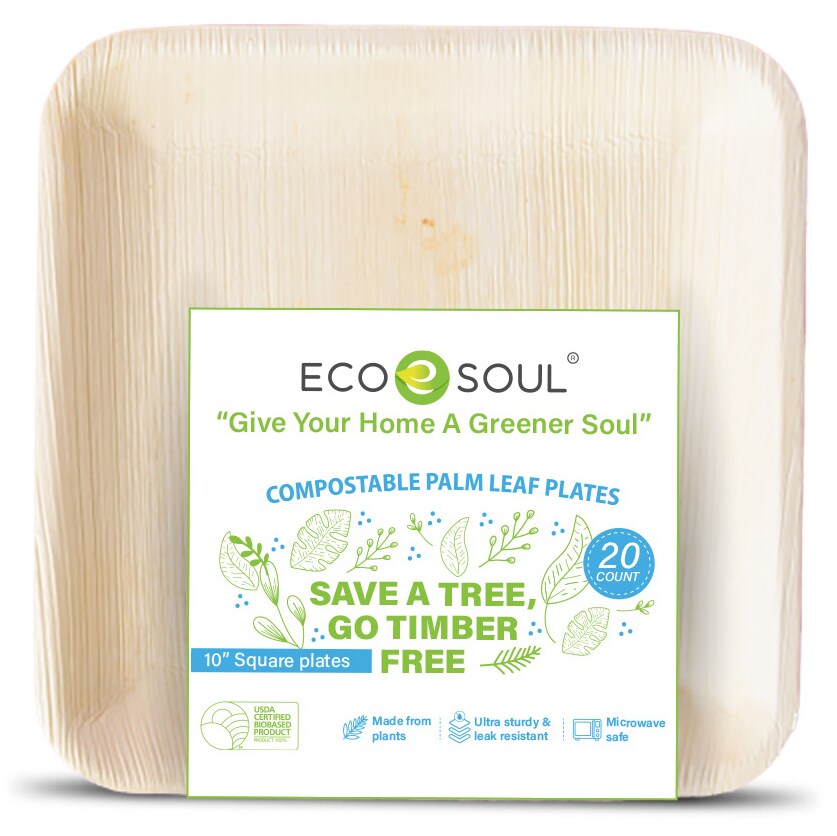 ECO SOUL Compostable Square Palm Leaf Plates