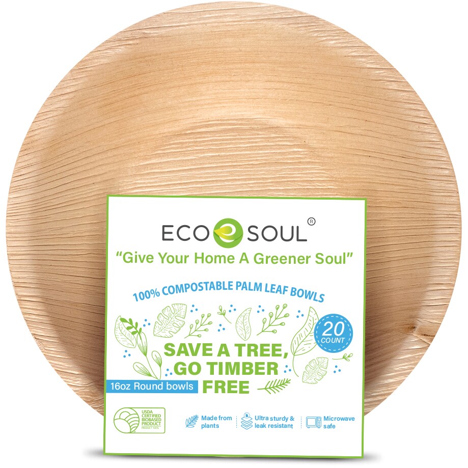 ECO SOUL 100% Compostable Round Palm Leaf Bowls