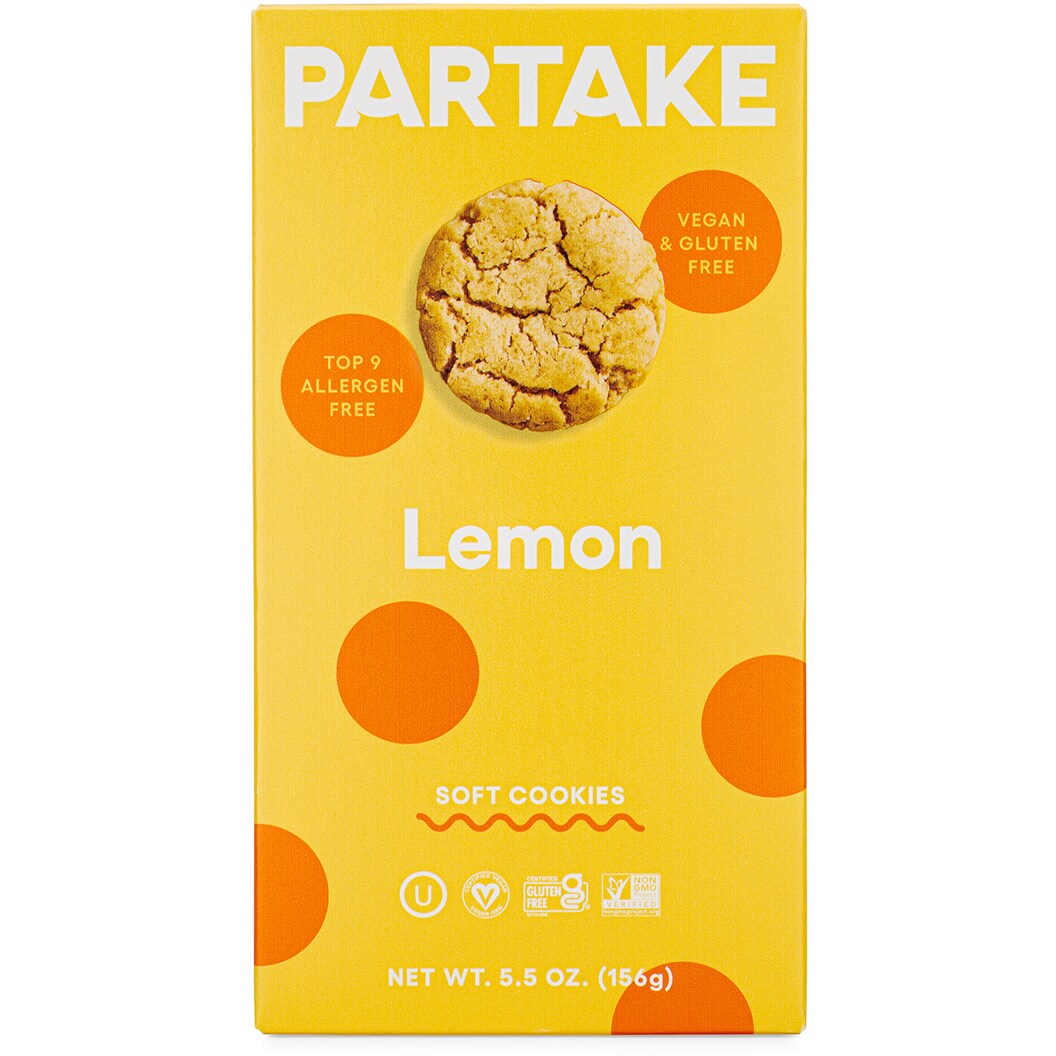 Partake Vegan & Gluten Free Soft Baked Cookies, Lemon