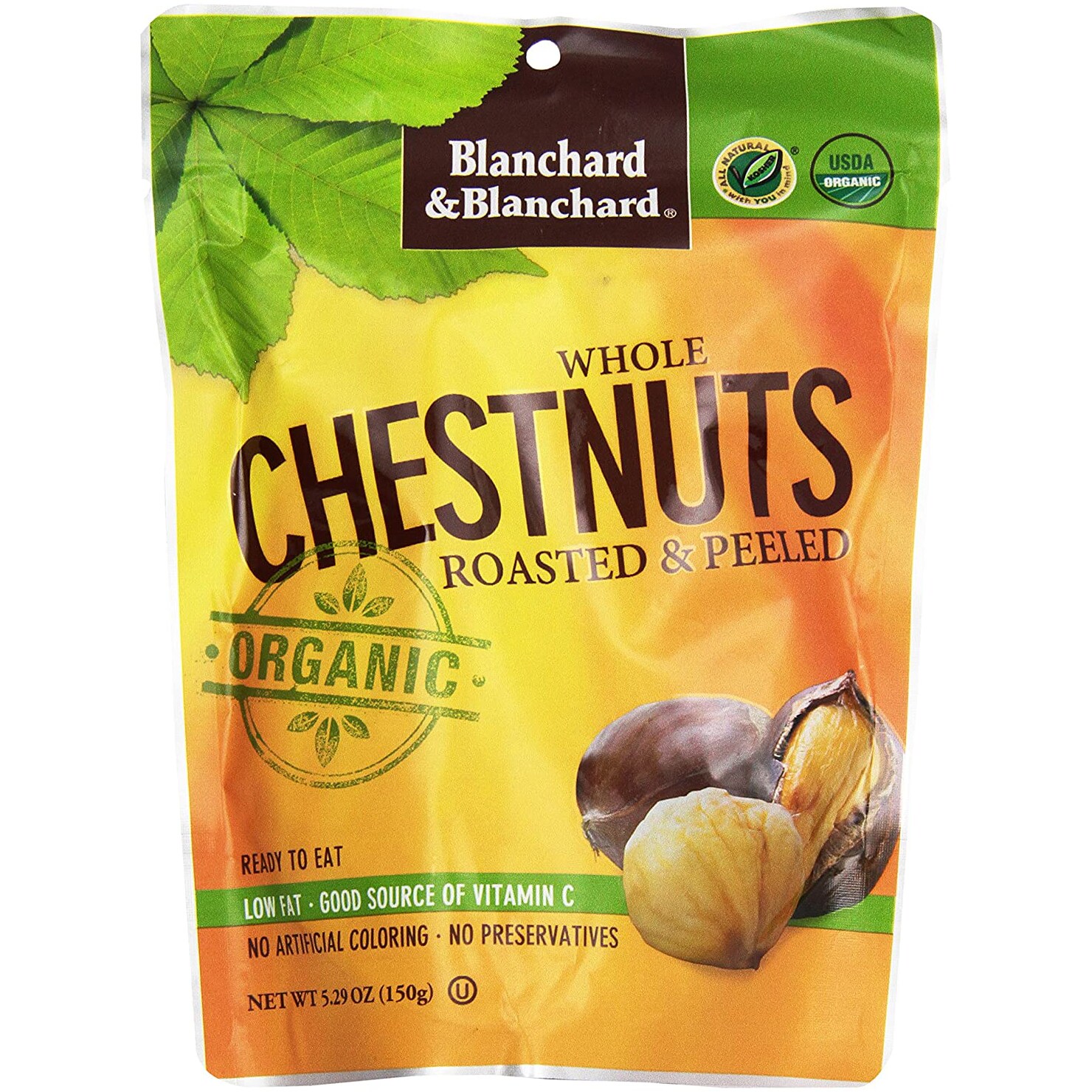 Blanchard & Blanchard Organic Roasted & Peeled Whole Chestnuts