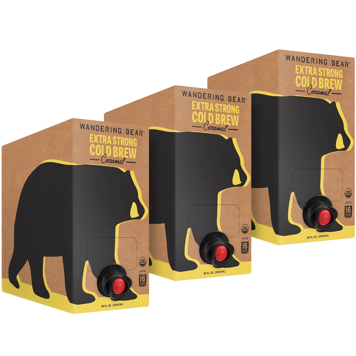 Wandering Bear Organic Extra Strong Cold Brew Coffee, Caramel, Cartons