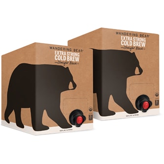 Wandering Bear Organic Extra Strong Cold Brew Coffee, Straight Black, Cartons