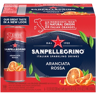 San Pellegrino Sparkling Fruit Beverage, Aranciata Rossa (Blood Orange), Cans