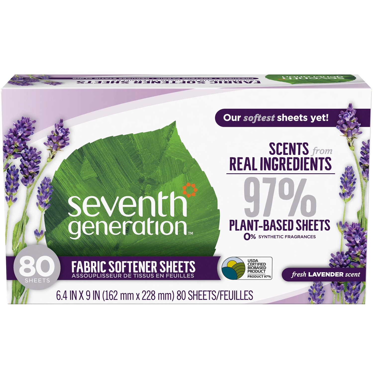 Seventh Generation Natural Fabric Softener Sheets, Blue Eucalyptus and Lavender