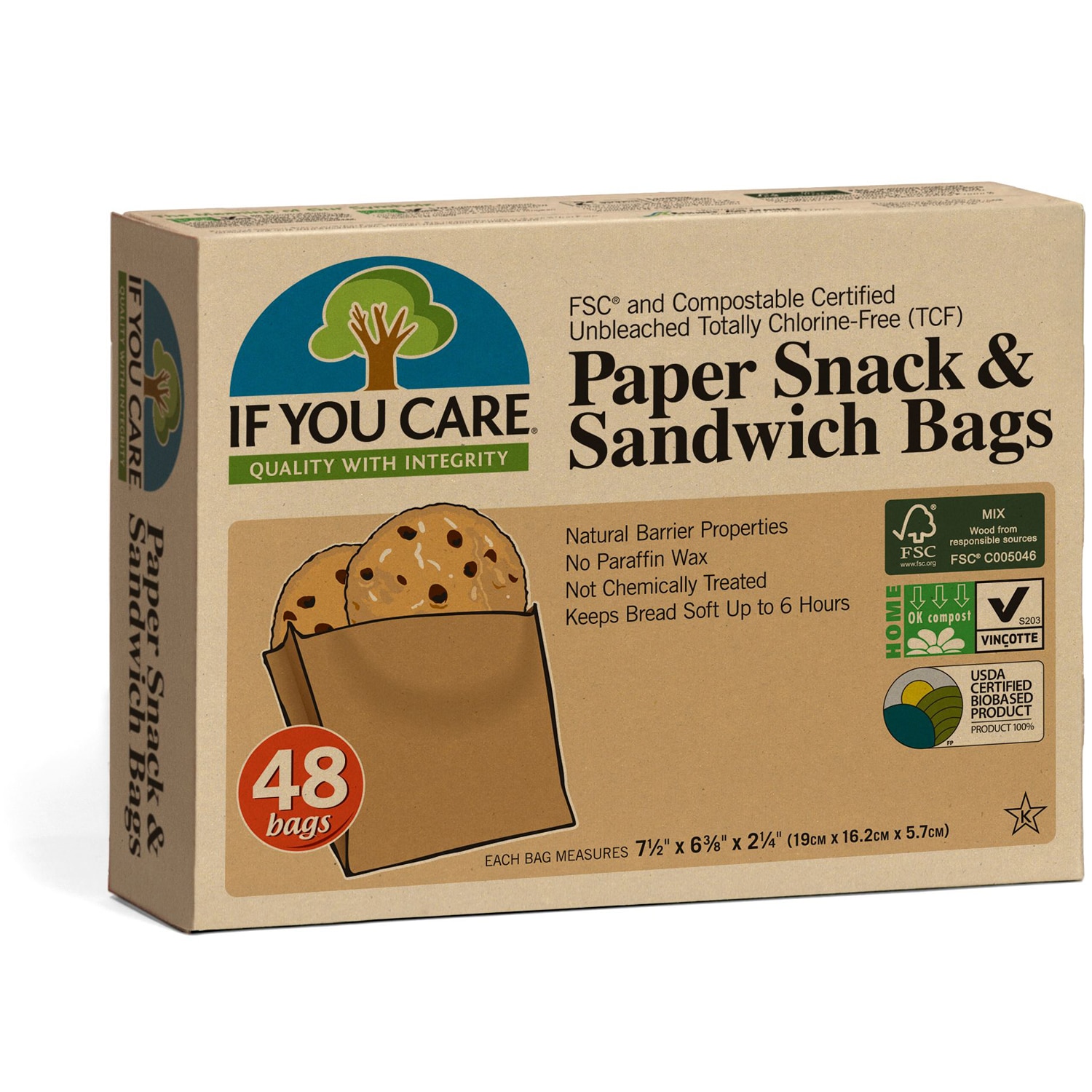 If You Care Unbleached Paper Sandwich and Snack Bags