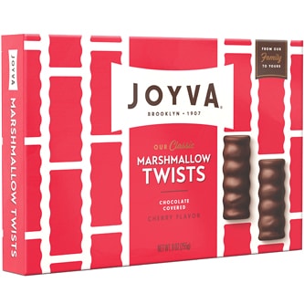 Joyva Chocolate Covered Marshmallow Twists, Cherry Flavored