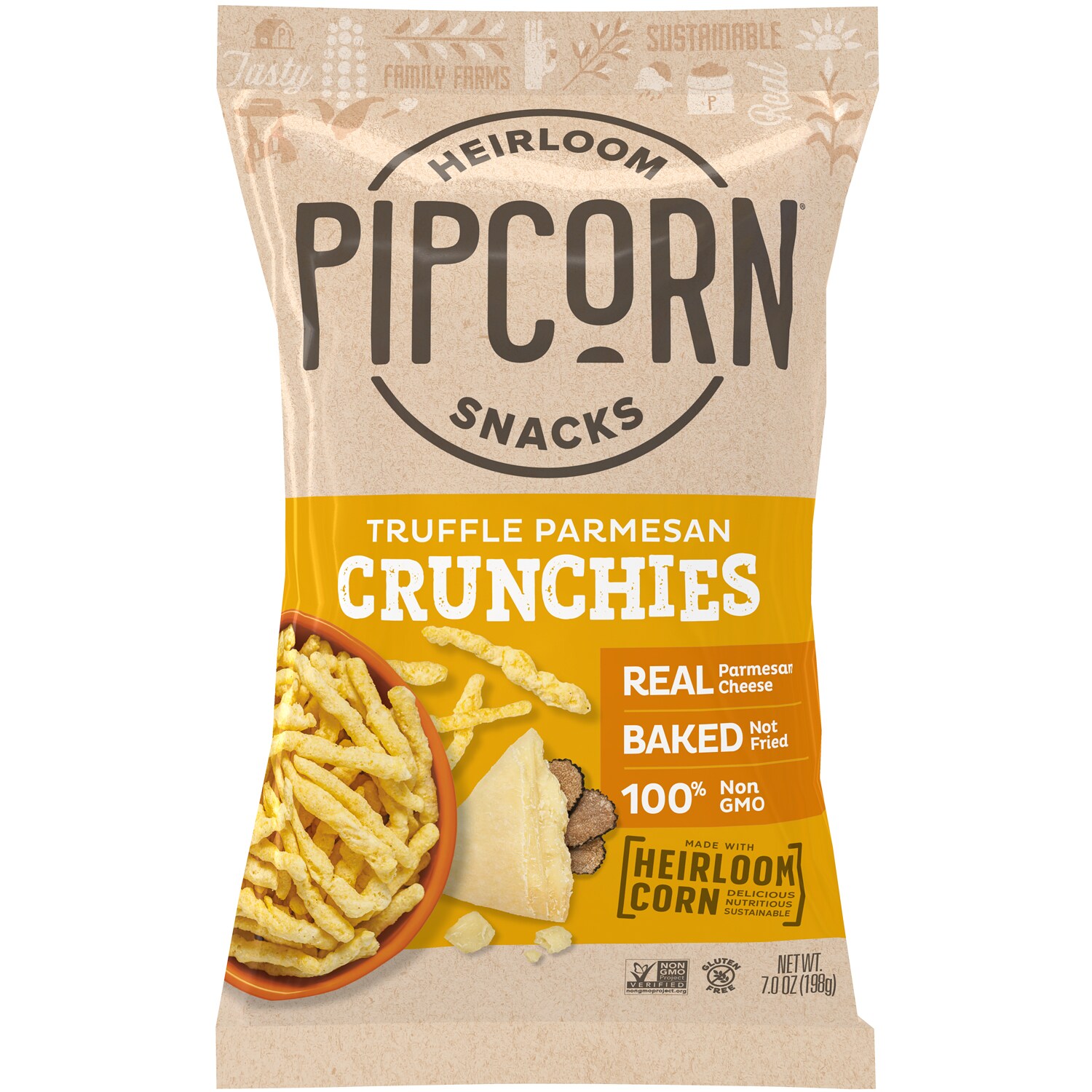 Pipcorn Heirloom Crunchies, Truffle Parmesan