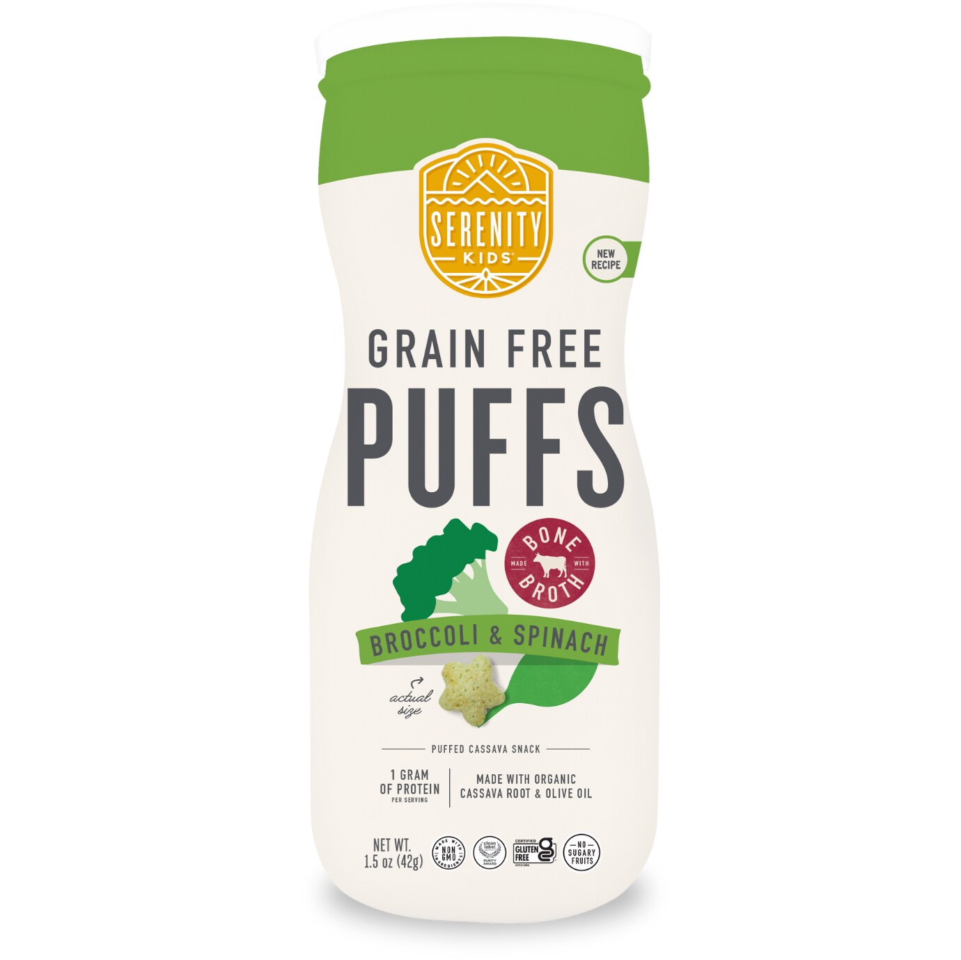 Serenity Kids Grain Free Puffs, Broccoli & Spinach
