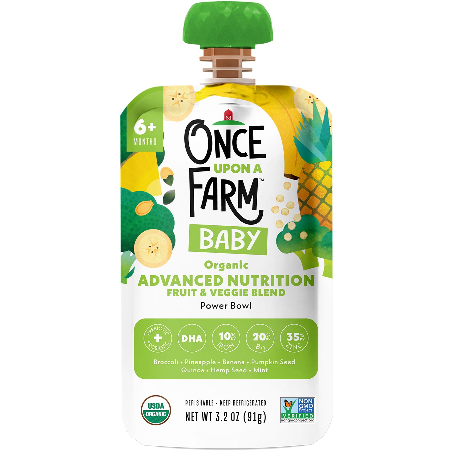 Once Upon a Farm Organic Advanced Nutrition Fruit & Veggie Blend, Power Bowl