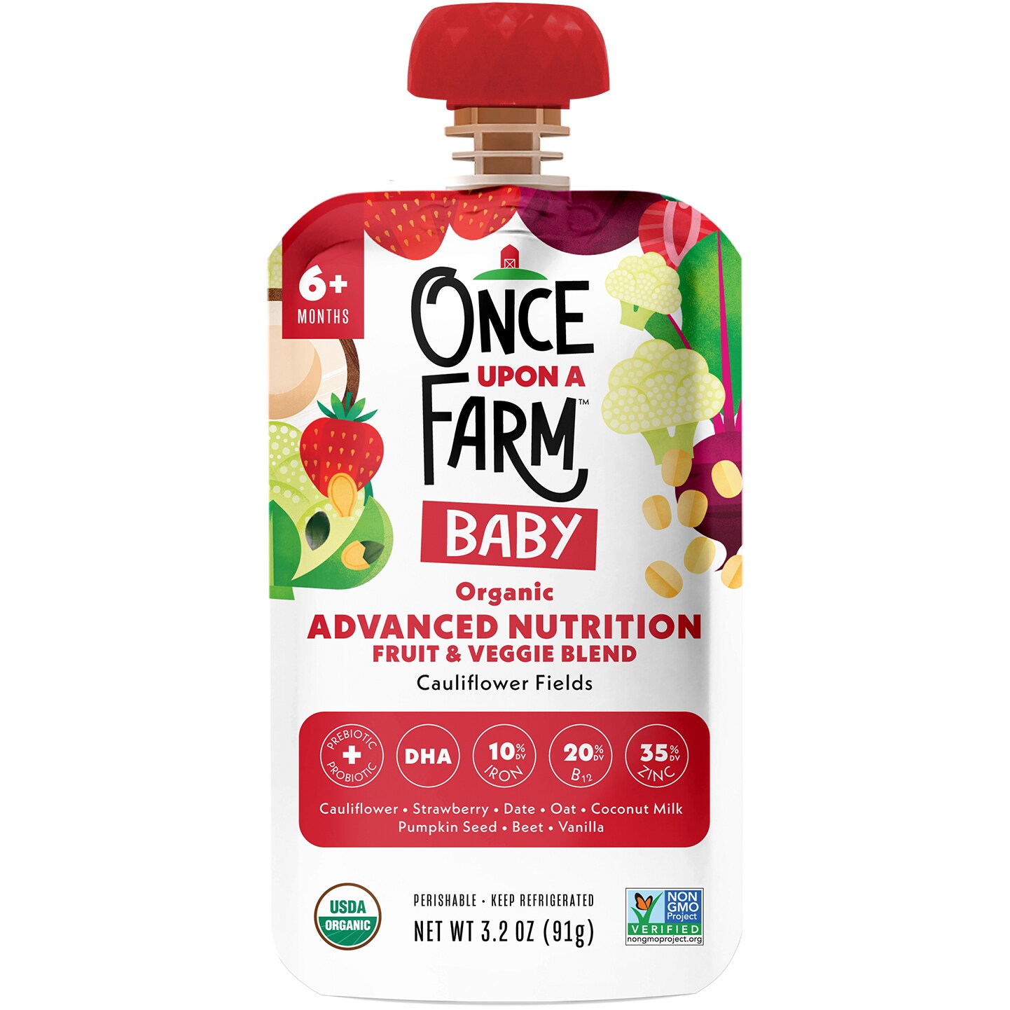 Once Upon a Farm Organic Advanced Nutrition Fruit & Veggie Blend, Cauliflower Fields