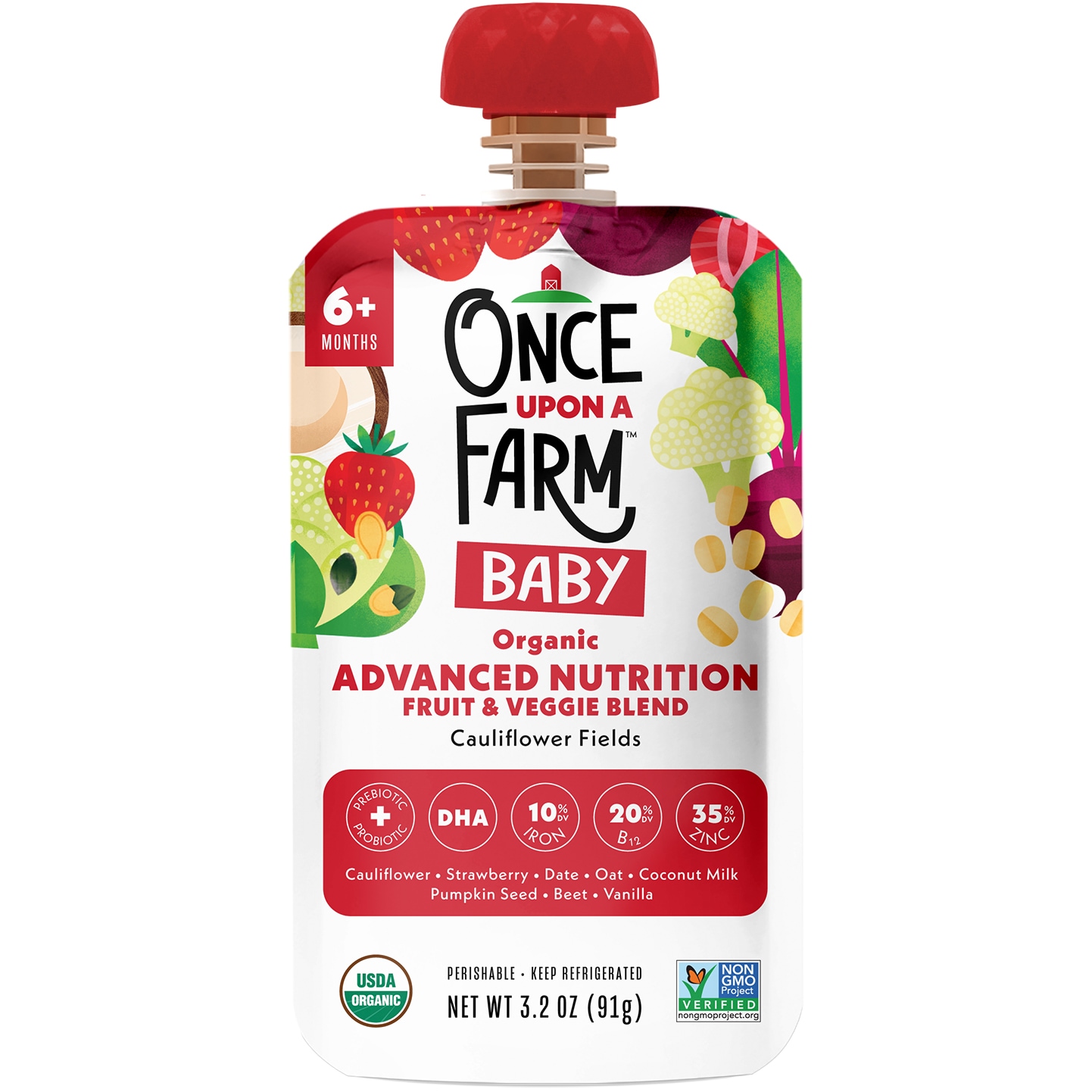 Once Upon a Farm Organic Advanced Nutrition Fruit & Veggie Blend, Cauliflower Fields