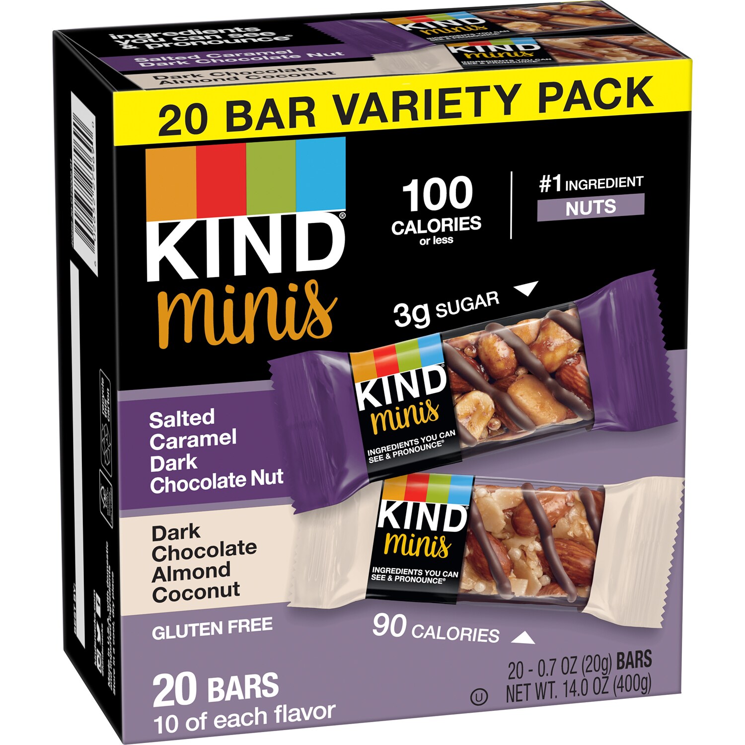 KIND Minis Variety Pack, Salted Caramel Dark Chocolate Nut & Dark Chocolate Almond Coconut