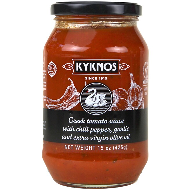 Kyknos Greek Tomato Sauce with Chili Pepper, Garlic, and Olive Oil