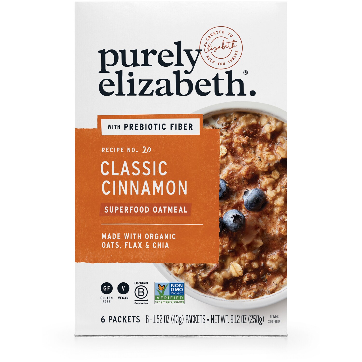Purely Elizabeth Superfood Oatmeal, Classic Cinnamon