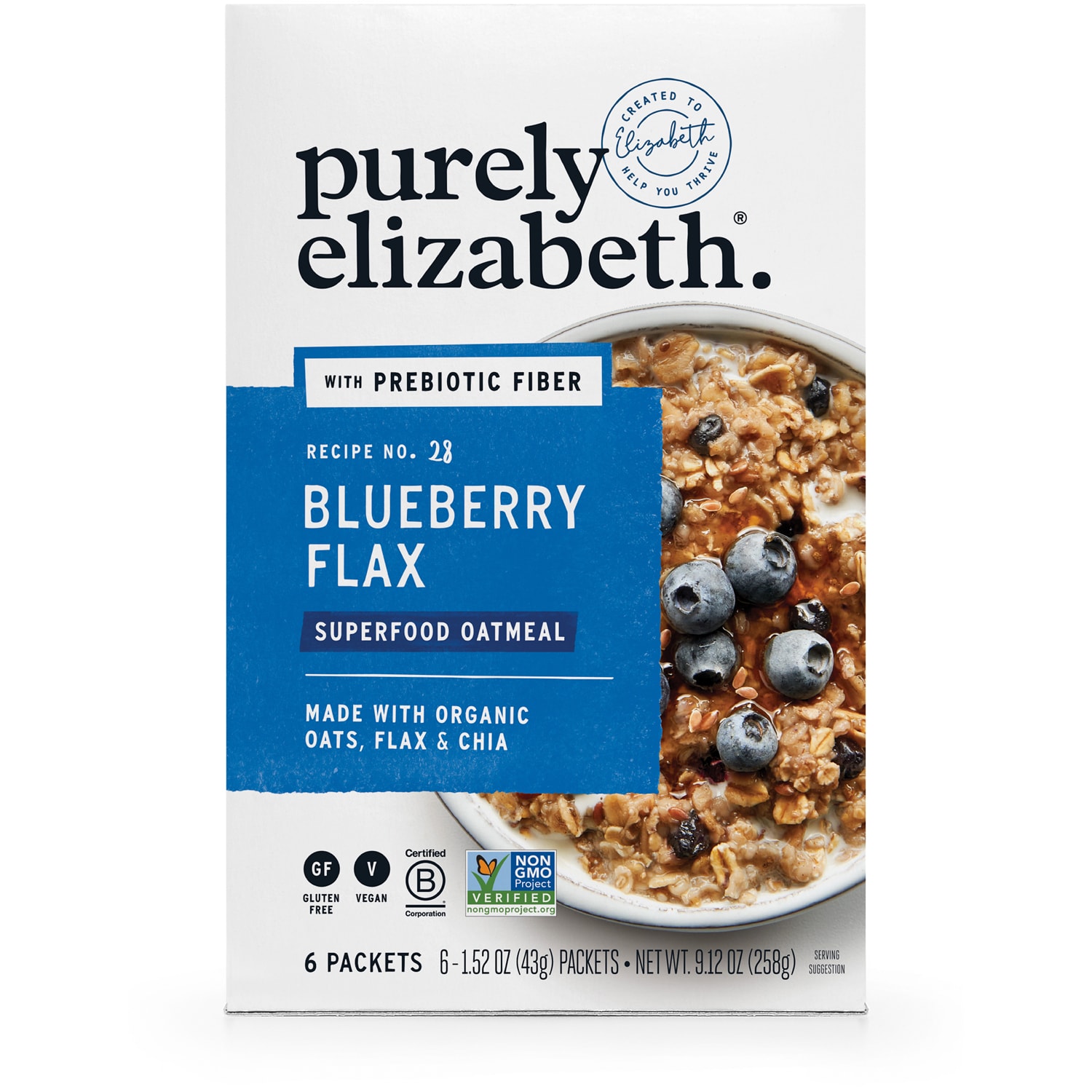 Purely Elizabeth Superfood Oatmeal, Blueberry Flax
