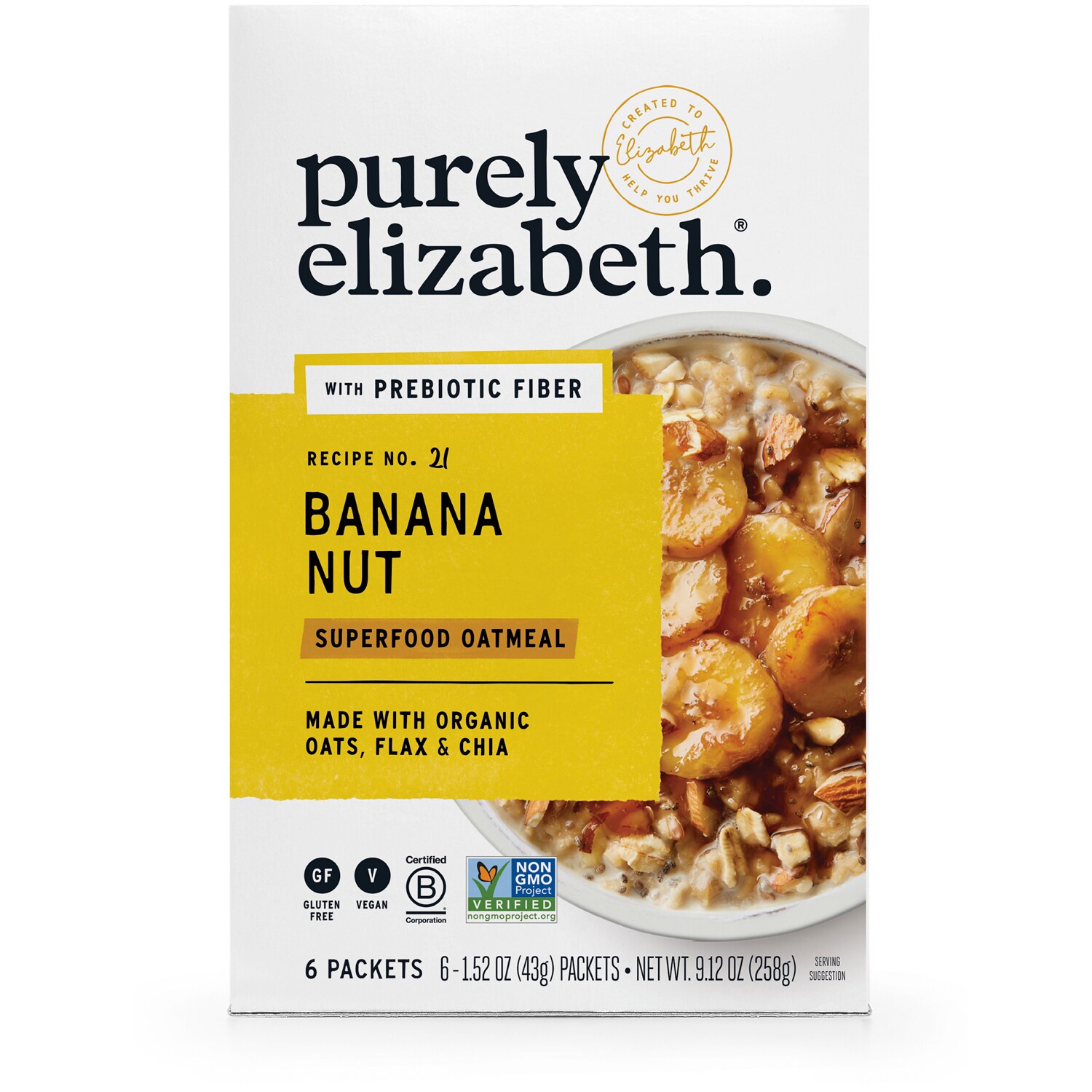 Purely Elizabeth Superfood Oatmeal, Banana Nut