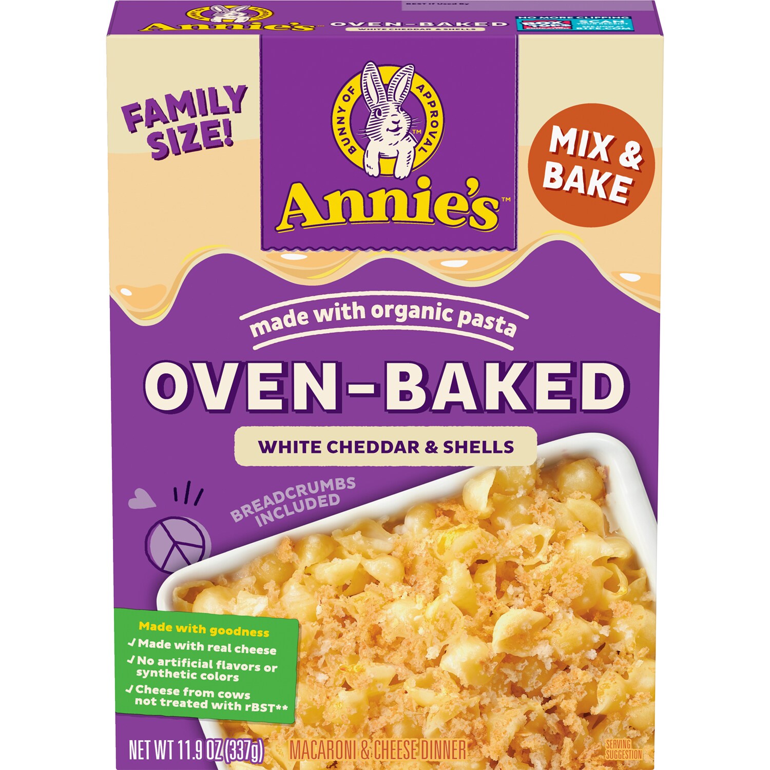 Annie's Oven-Baked Macaroni & Cheese Dinner, White Cheddar & Shells