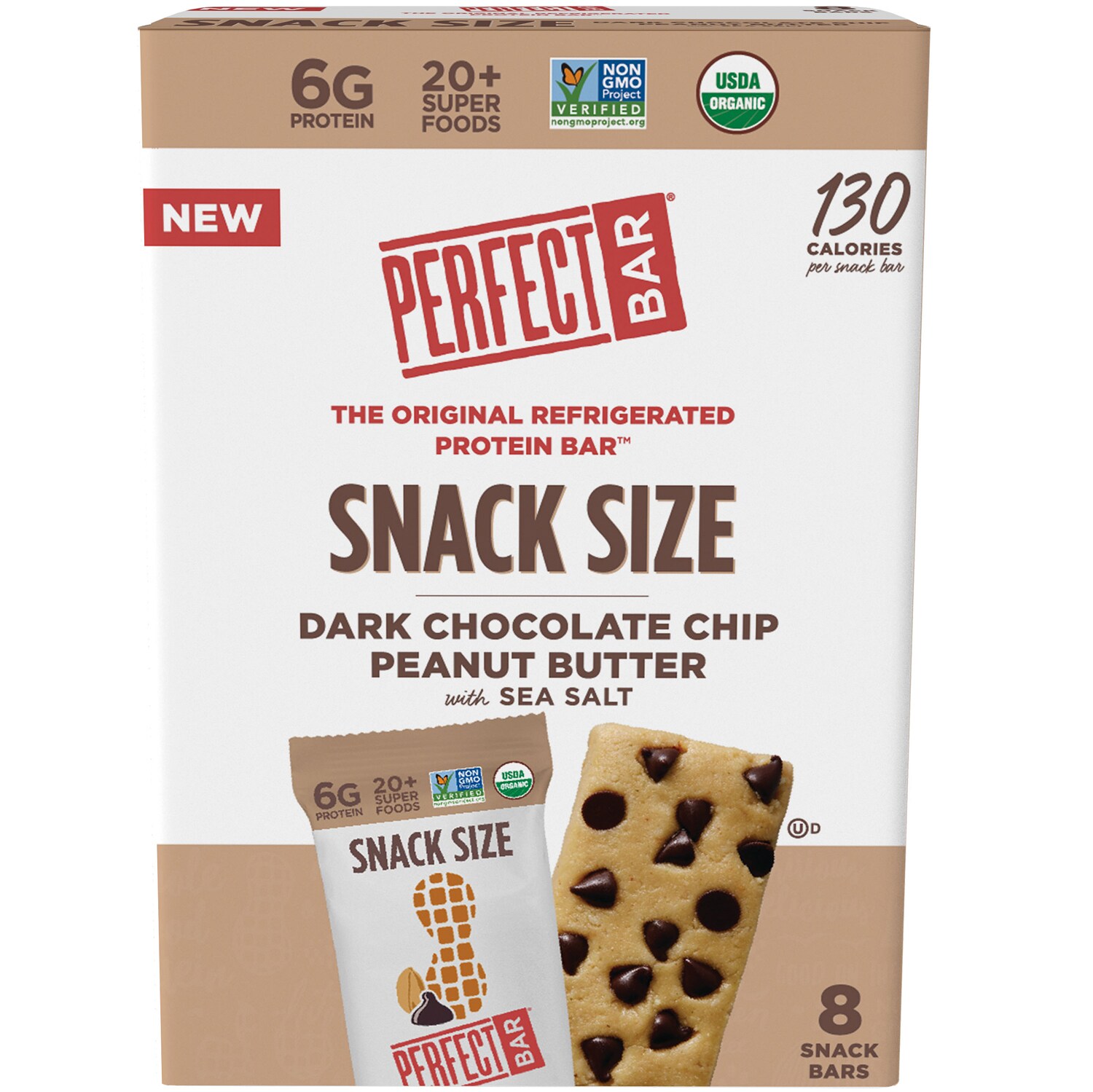 Perfect Bar Protein Bars, Dark Chocolate Chip Peanut Butter with Sea Salt, Snack Size