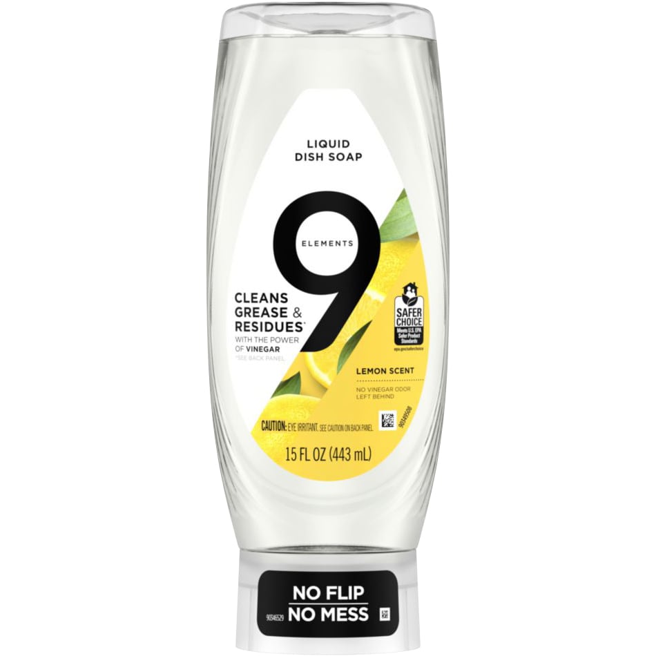 9 Elements Liquid Dish Soap, Lemon Scent