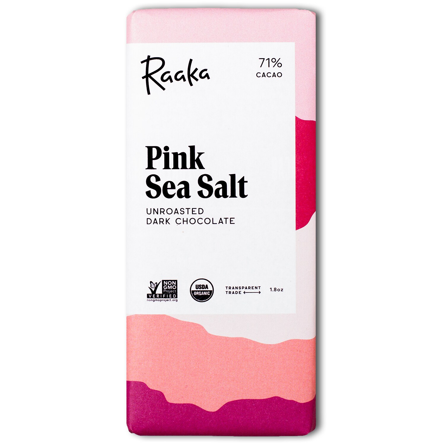 Raaka Organic Unroasted Dark Chocolate, Pink Sea Salt