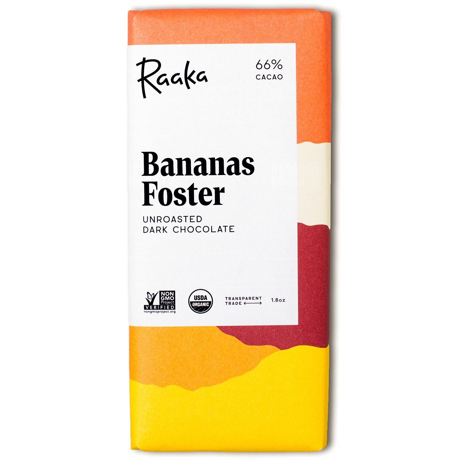 Raaka Organic Unroasted Dark Chocolate, Bananas Foster