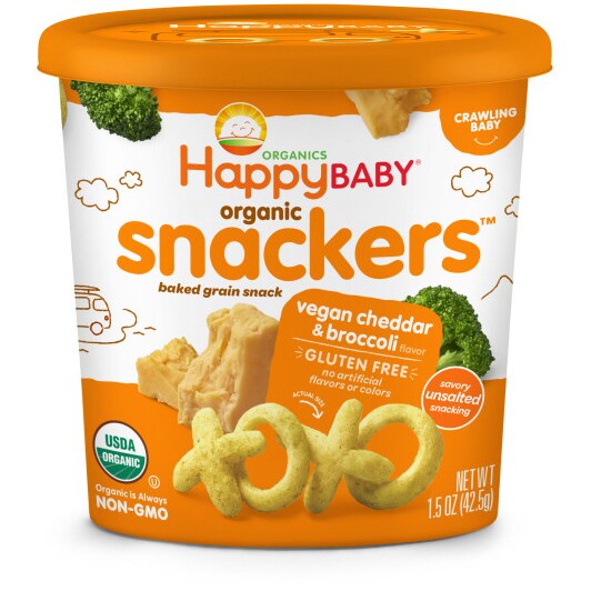 Happy Family Happy Baby Organic Snackers, Vegan Cheddar & Broccoli