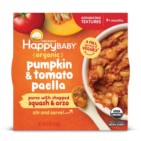 Happy Family Happy Baby Organic Advancing Texture Bowl, Pumpkin & Tomato Paella