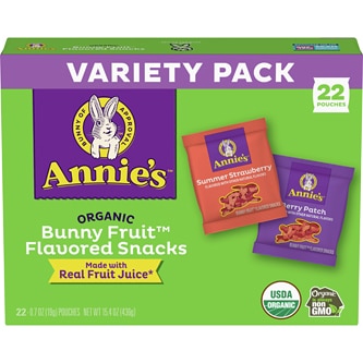 Annie's Organic Bunny Fruit Snacks Variety Pack, Summer Strawberry & Berry Patch