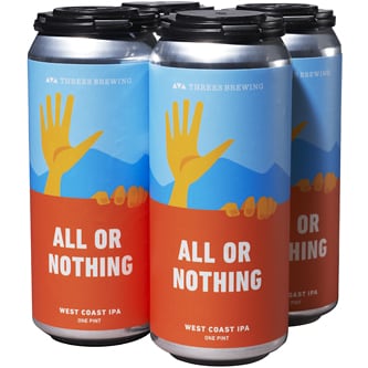 Threes Brewing All or Nothing West Coast IPA, Cans
