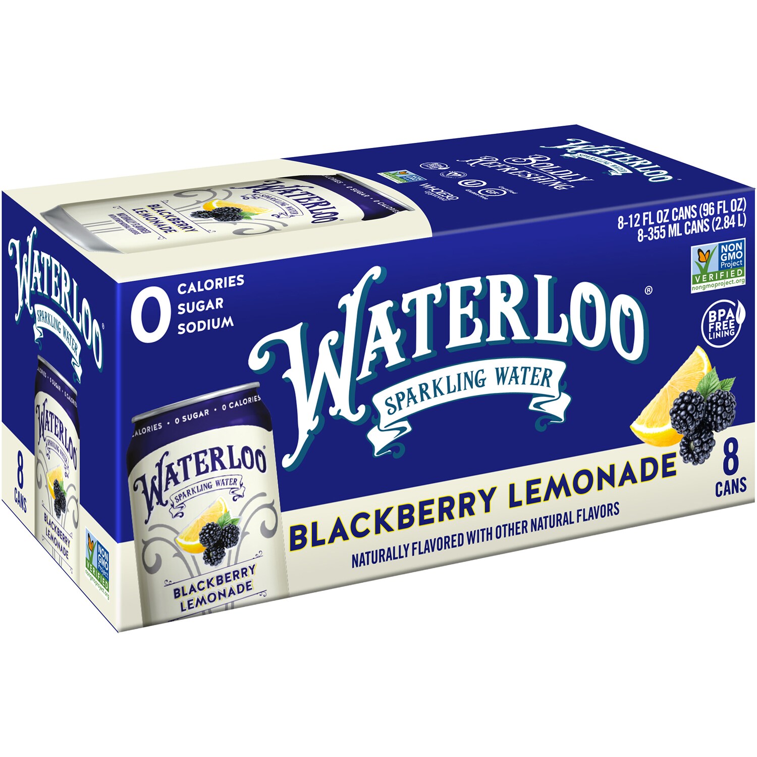 Waterloo Sparkling Water, Blackberry Lemonade, Cans