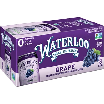 Waterloo Sparkling Water, Grape, Cans