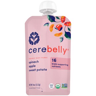 Cerebelly Organic Baby Food Puree, Spinach, Apple, Sweet Potato