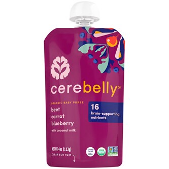 Cerebelly Organic Baby Food Puree, Beet, Carrot & Blueberry with Coconut Milk