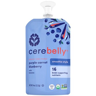 Cerebelly Organic Baby Food Puree Smoothie, Purple Carrot & Blueberry with Banana